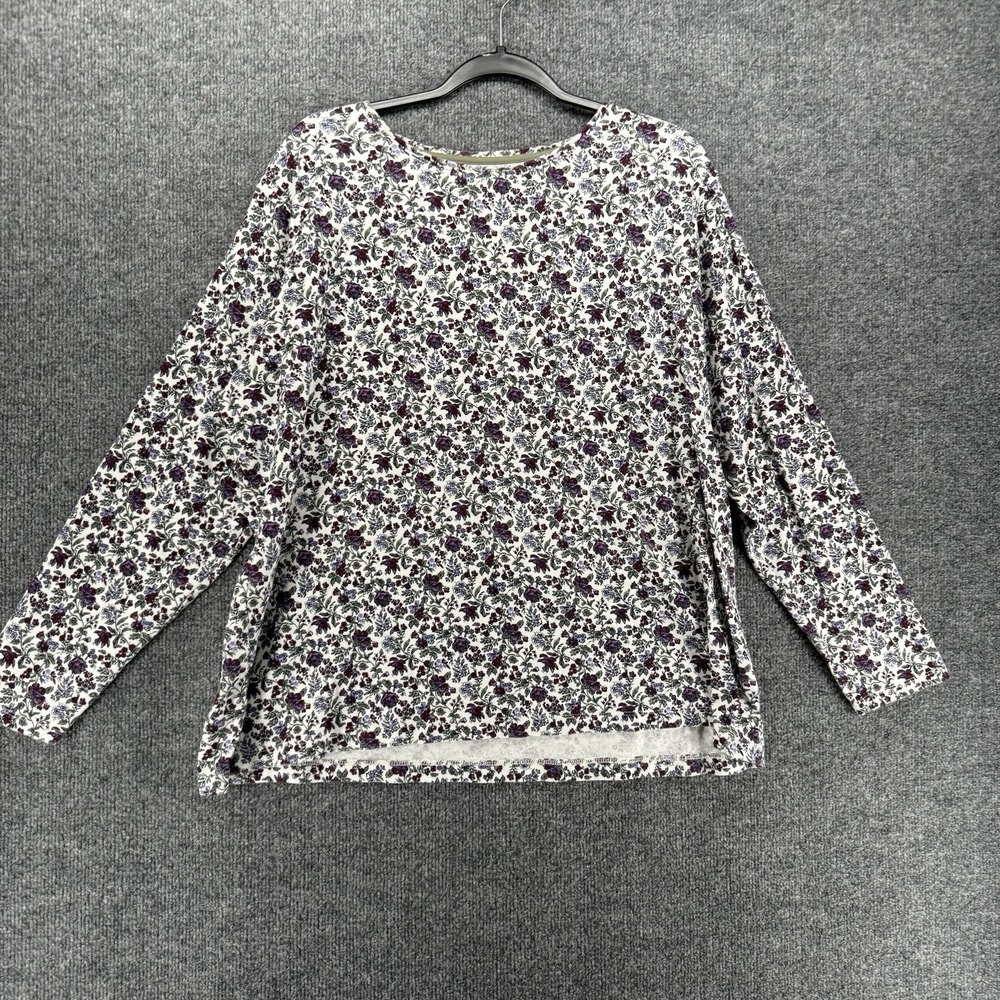 Croft & Barrow Shirt Womens 2X Purple Floral Long Sleeve Boho Cottage Prairie